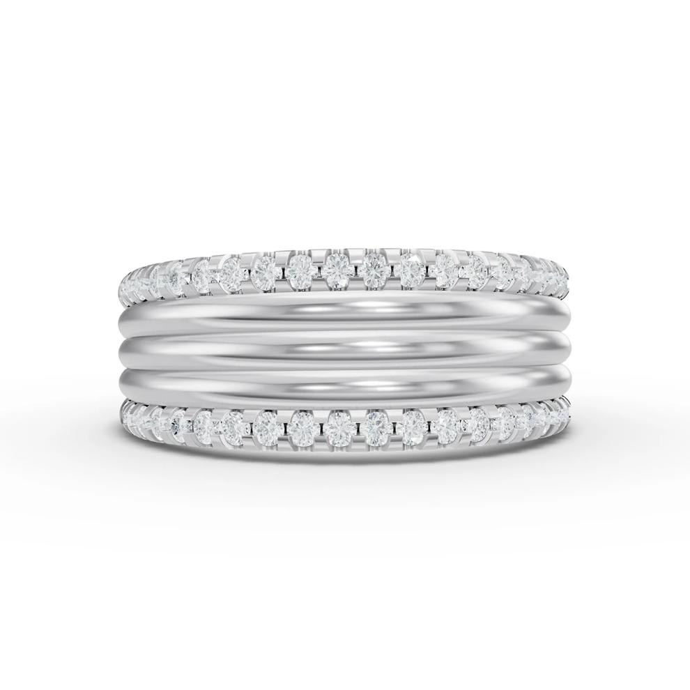 Lab Grown Diamonds Ribbed Multi-Row Band in 10K White Gold (3/8 ct. tw.) – Image 1 of 4