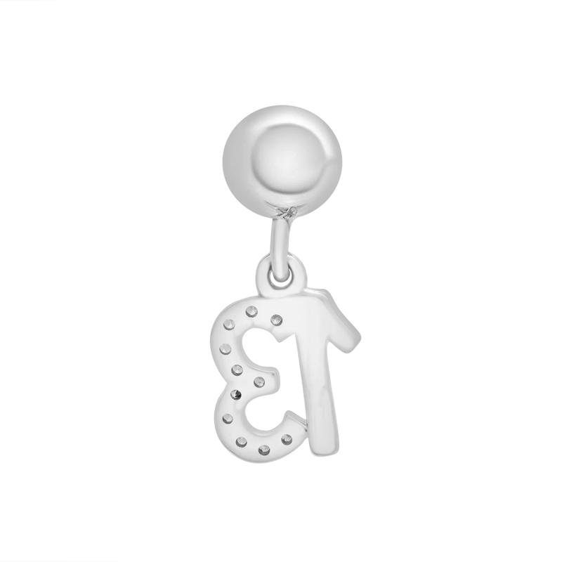 Diamond Accent Lucky Number 13 Bead Charm in Sterling Silver – Image 3 of 3