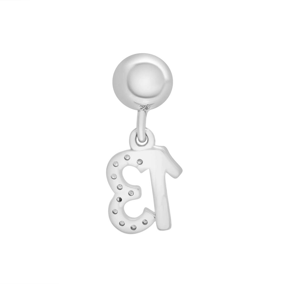 Diamond Accent Lucky Number 13 Bead Charm in Sterling Silver – Image 3 of 3