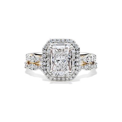 Adriana Lab Grown Diamond Engagement Ring Set in 14K White Gold with Yellow Gold (2 1/4 ct. tw.)