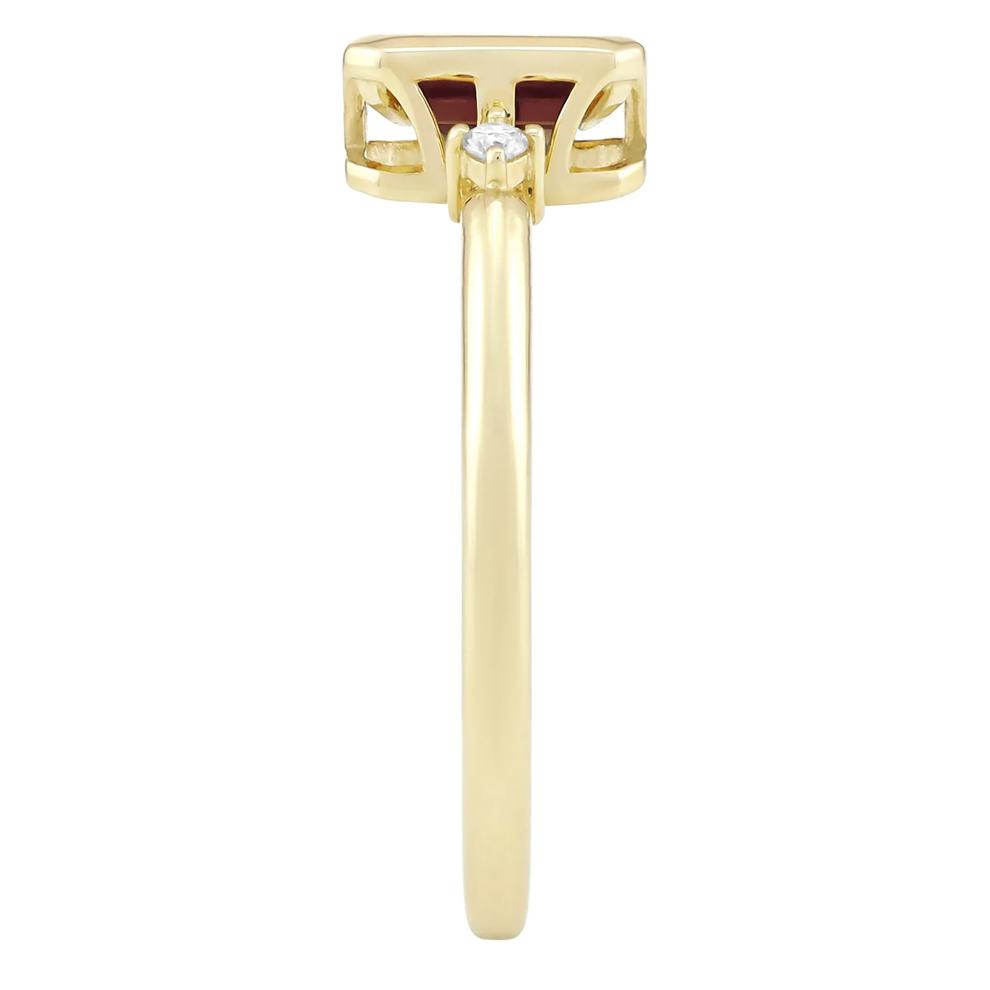 Emerald-Cut Garnet and Diamond Accent Ring in 10K Yellow Gold – Image 3 of 3