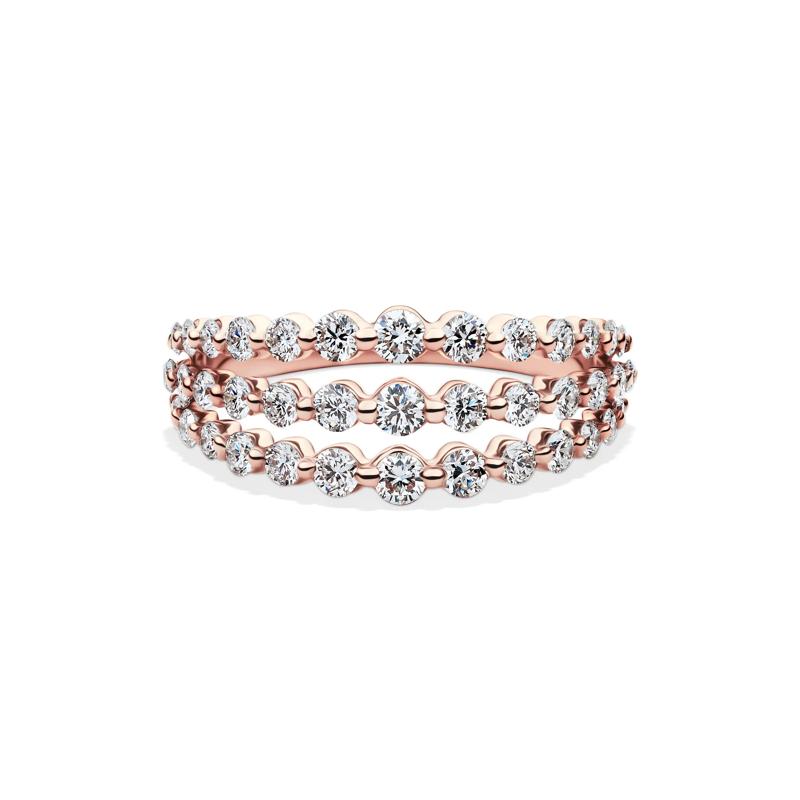 Lab Grown Diamond Three-Row Anniversary Band in 10K Rose Gold (1 ct. tw.) – Image 1 of 4