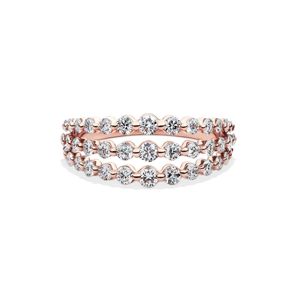Lab Grown Diamond Three-Row Anniversary Band in 10K Rose Gold (1 ct. tw.) – Image 1 of 4