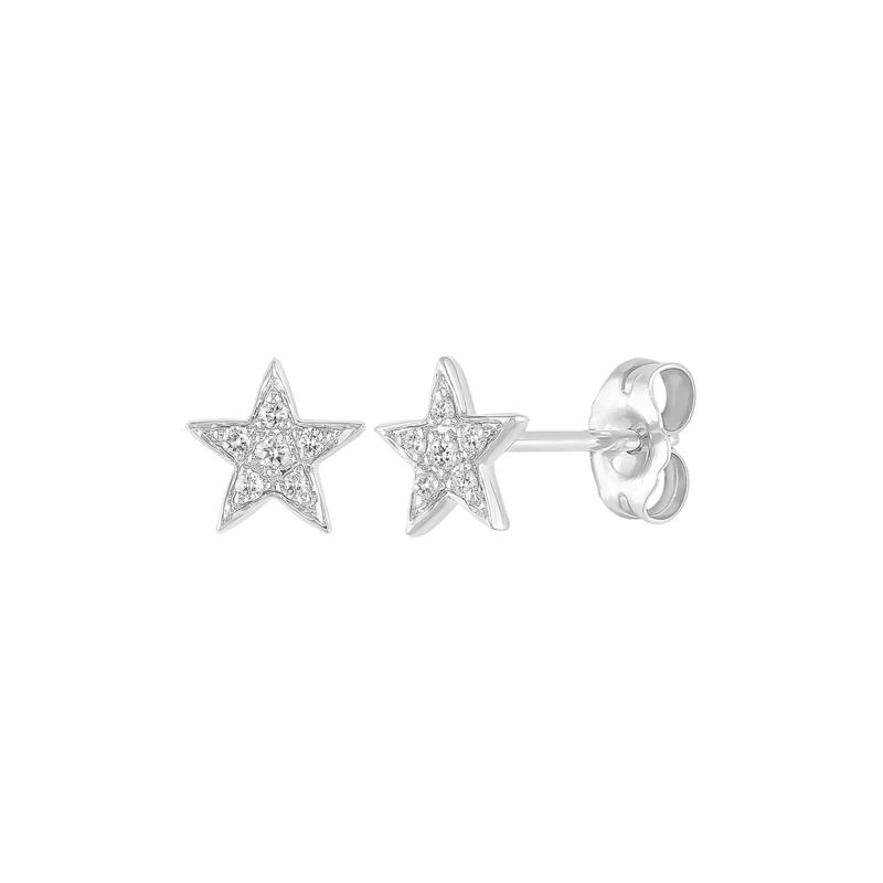 Diamond Star Stud Earrings in 10K White Gold – Image 1 of 1