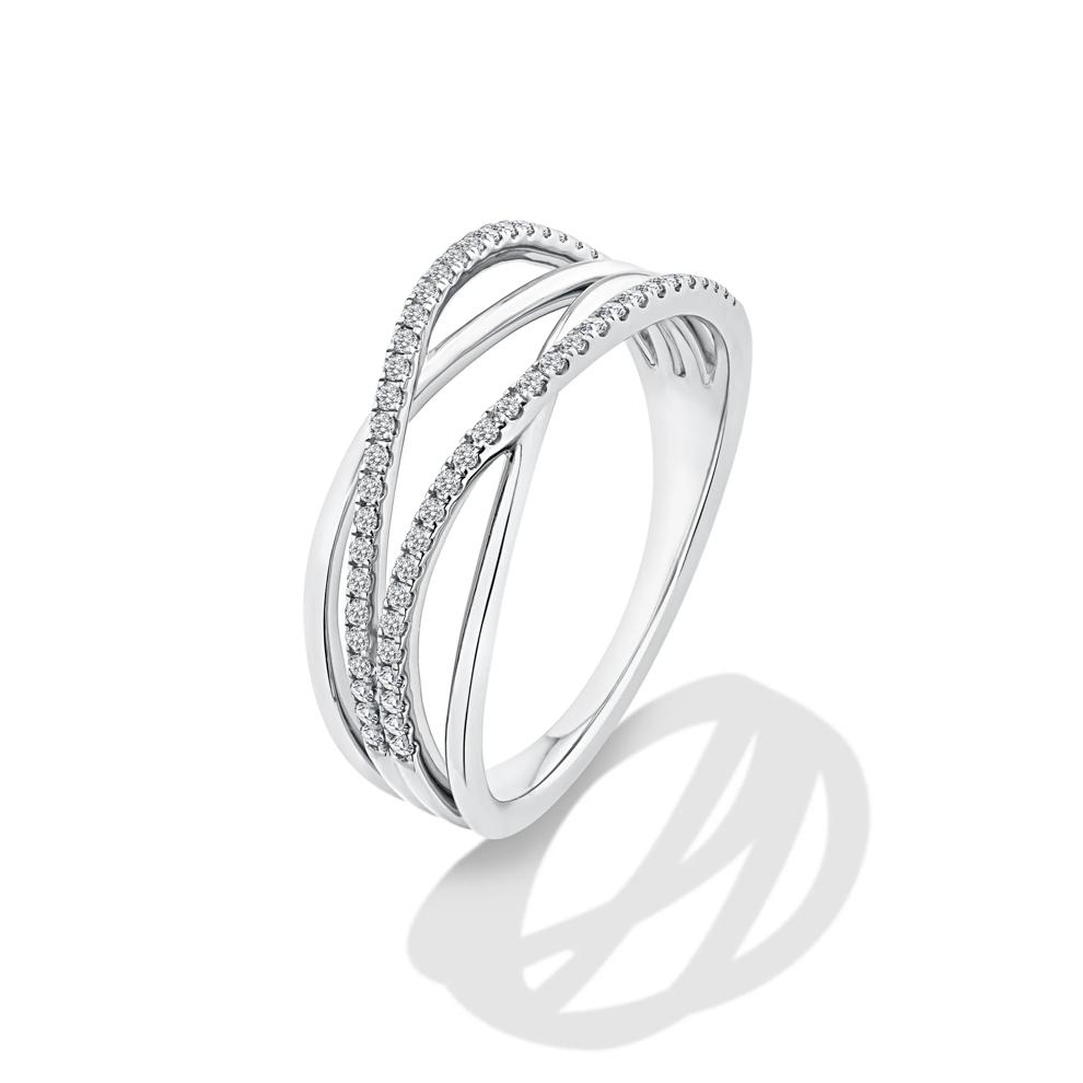 Diamond Multi-Row Crossover Ring in Sterling Silver (1/5 ct. tw.) – Image 4 of 4