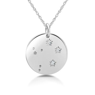 Zodiac Pendant with Custom Constellation in 10K White Gold