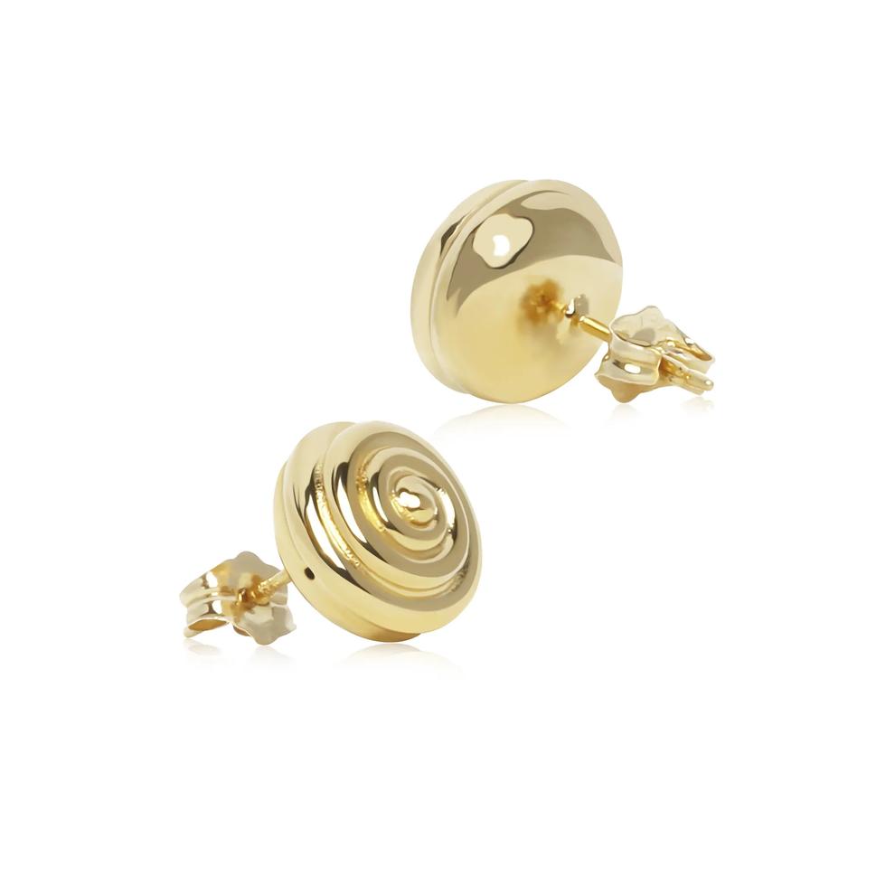 Swirl Round Stud Earrings in 14K Yellow Gold, 10mm – Image 2 of 2