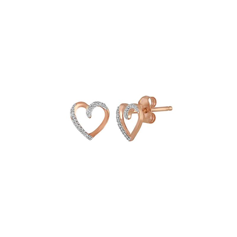 Diamond Heart Earrings in 10K Rose Gold – Image 1 of 1