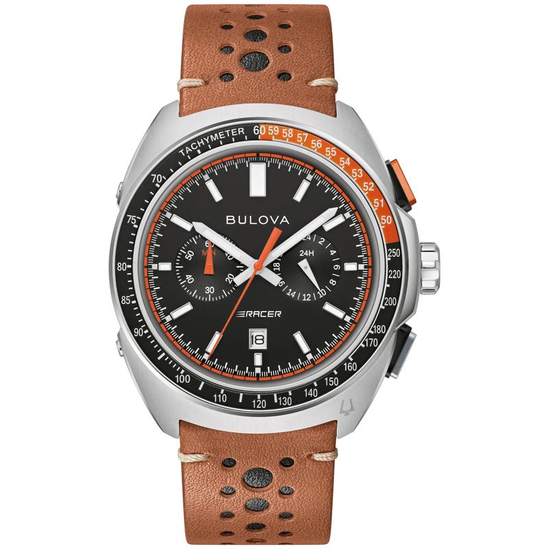Men&#39;s Racer Chronograph Watch in Brown Leather – Image 1 of 3