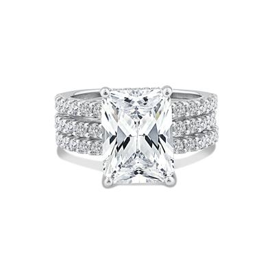 Lab Grown Diamond Radiant 3-Piece Engagement Set in 14K White Gold (7 1/2 ct. tw.)