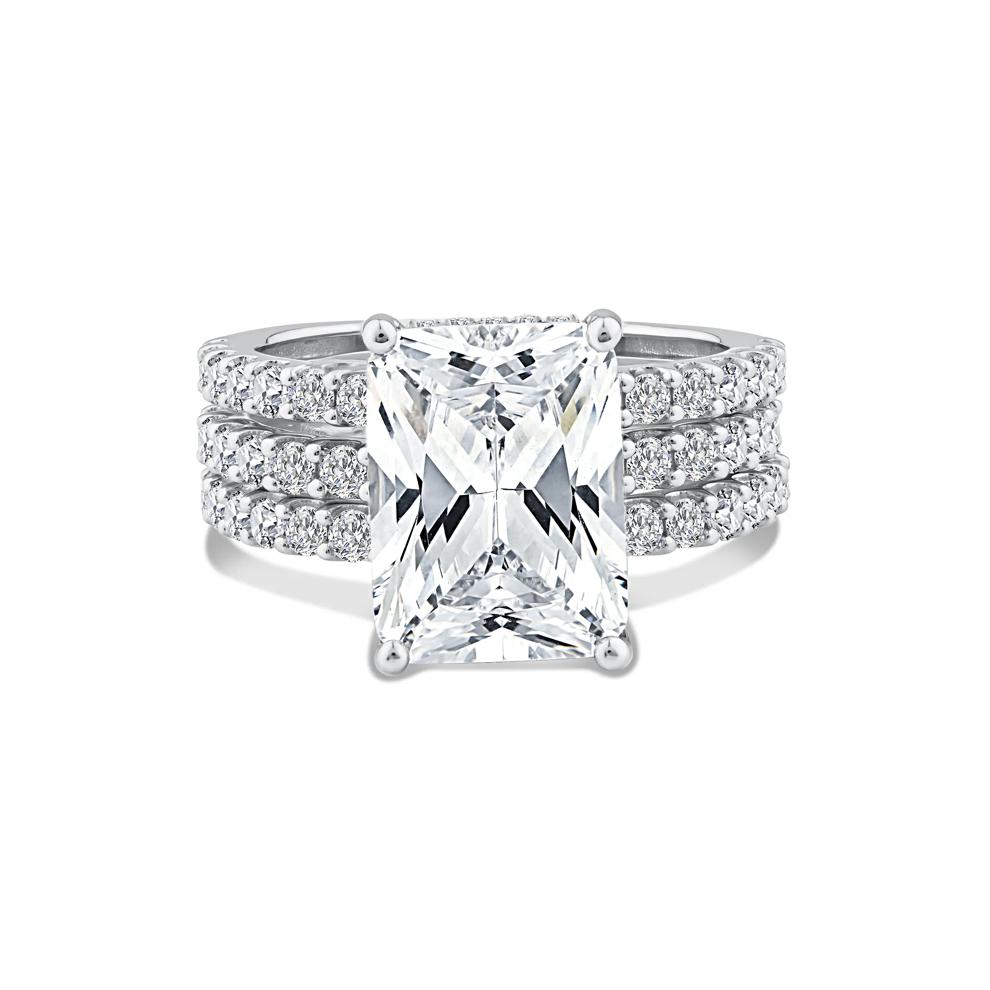 Lab Grown Diamond Radiant 3-Piece Engagement Set in 14K White Gold (7 1/2 ct. tw.) – Image 1 of 6