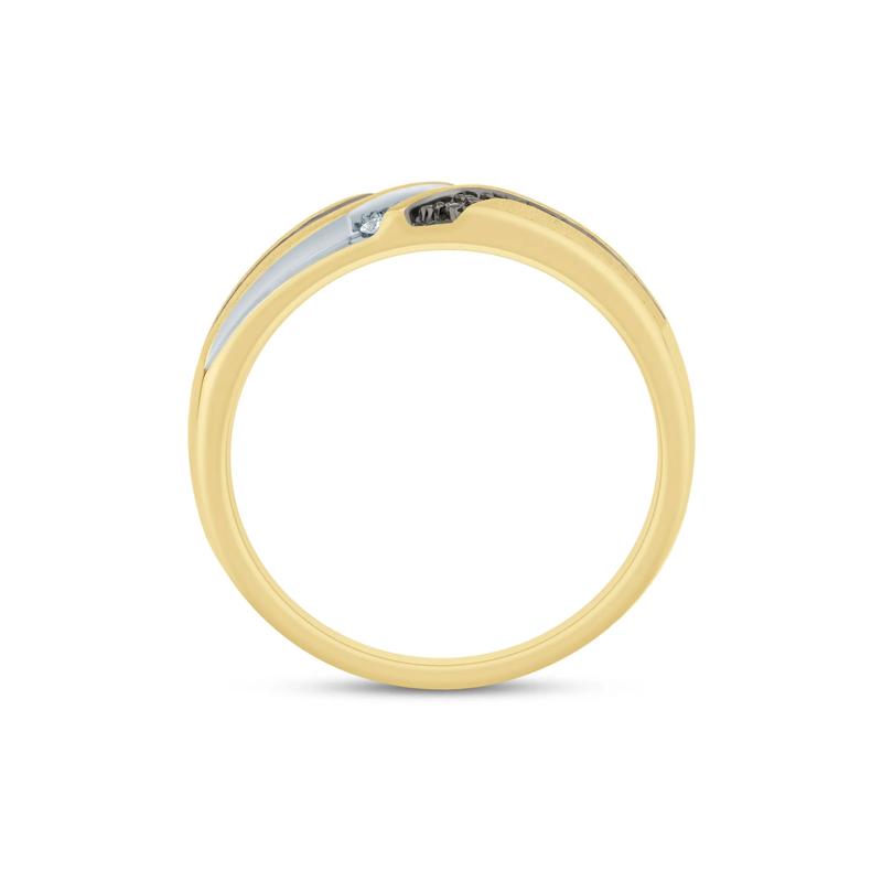 Men's Brown and White Diamond Ring in 10K Yellow Gold (1/4 ct. tw.) – Image 2 of 3