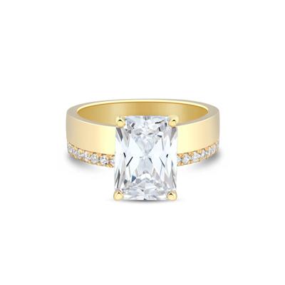 Lab Grown Diamond Radiant-Cut Engagement Ring in 14K Yellow Gold (4 1/4 ct. tw.)