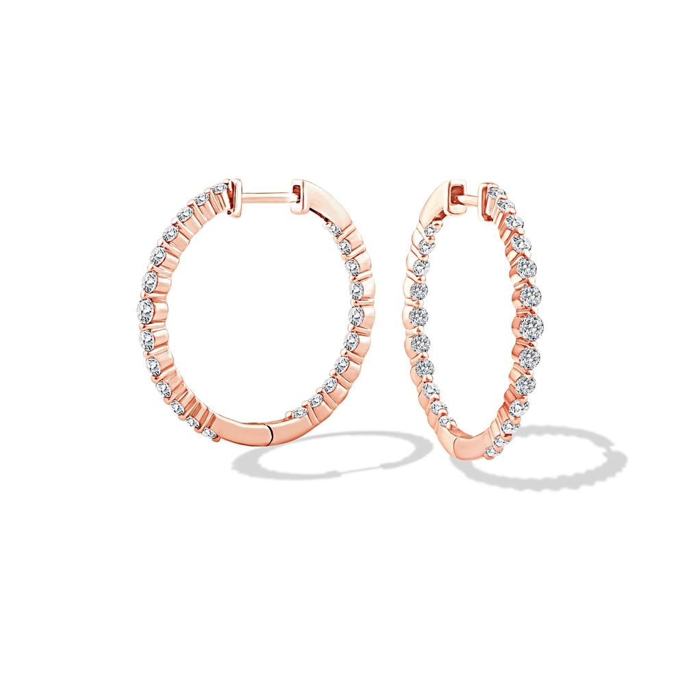 Lab Grown Diamond Shared-Prong Hoop Earrings in 10K Rose Gold (1 ct. tw.) – Image 1 of 3