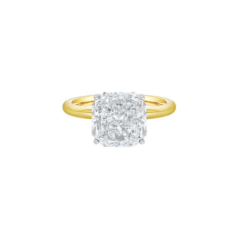 Lab Grown Diamond Square Solitaire Ring in 14K Yellow &amp; White Gold &#40;3 ct.&#41; – Image 1 of 4