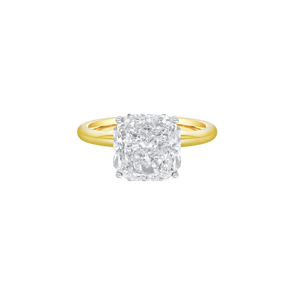 Lab Grown Diamond Square Solitaire Ring in 14K Yellow &amp; White Gold (3 ct.) – Image 1 of 4