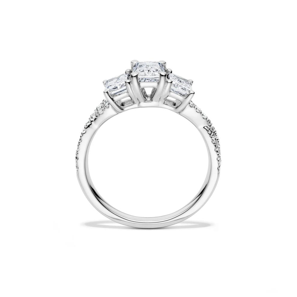 Diamond Radiant-Cut Three-Stone Engagement Ring in Platinum (1 3/4 ct. tw.) – Image 3 of 4