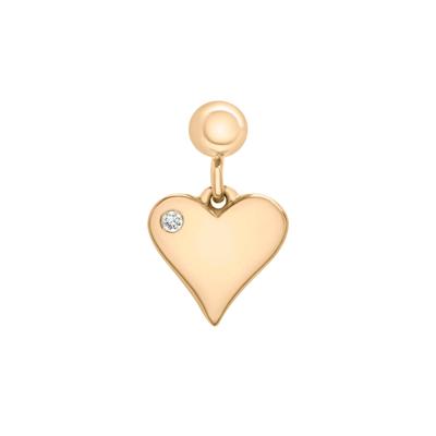 Diamond Accent Puff Heart Bead Charm in Vermeil