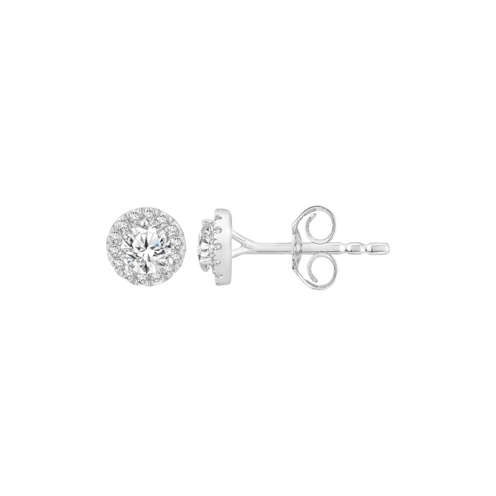 Lab Grown Diamond Halo Stud Earrings in 10K White Gold (1/2 ct. tw.) – Image 2 of 2
