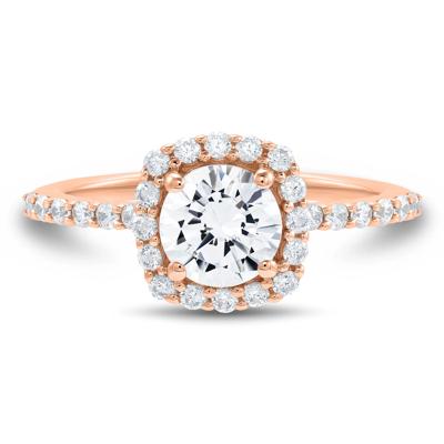 Lab Grown Diamond Cushion Halo Engagement Ring in 14K Rose Gold (1 3/4 ct. tw.)