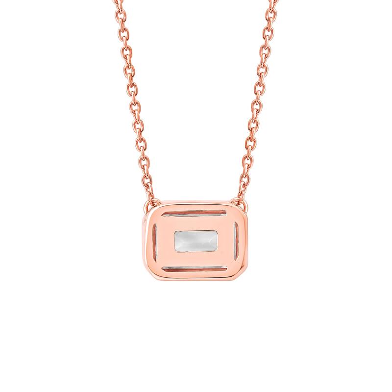 Lab Grown Diamond Emerald-Cut Solitaire Bezel Pendant in 10K Rose Gold &#40;1 ct. tw.&#41; – Image 3 of 4