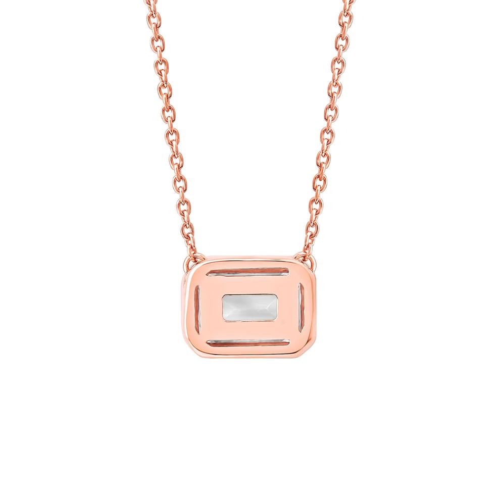 Lab Grown Diamond Emerald-Cut Solitaire Bezel Pendant in 10K Rose Gold (1 ct. tw.) – Image 3 of 4