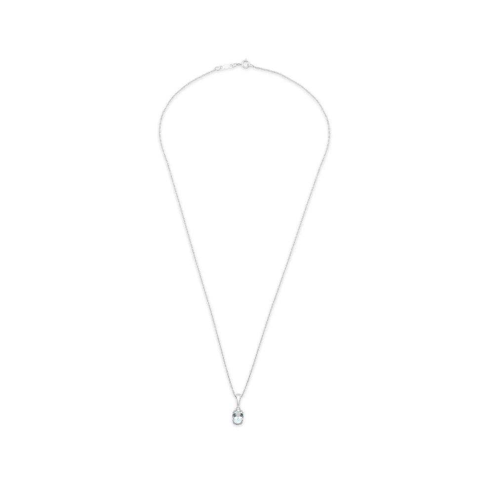 Aquamarine &amp; Diamond Accent Pendant in 10K White Gold – Image 3 of 4