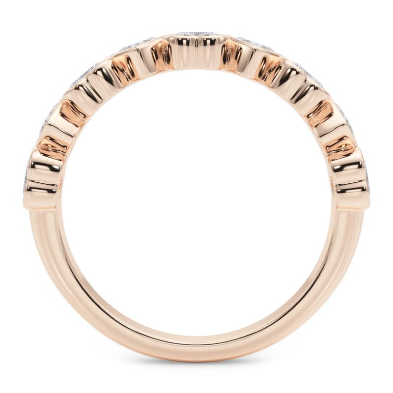 Lab Grown Diamond Heart Bezel Half Eternity Band in 14K Rose Gold &#40;1 ct. tw.&#41; – Image 2 of 5