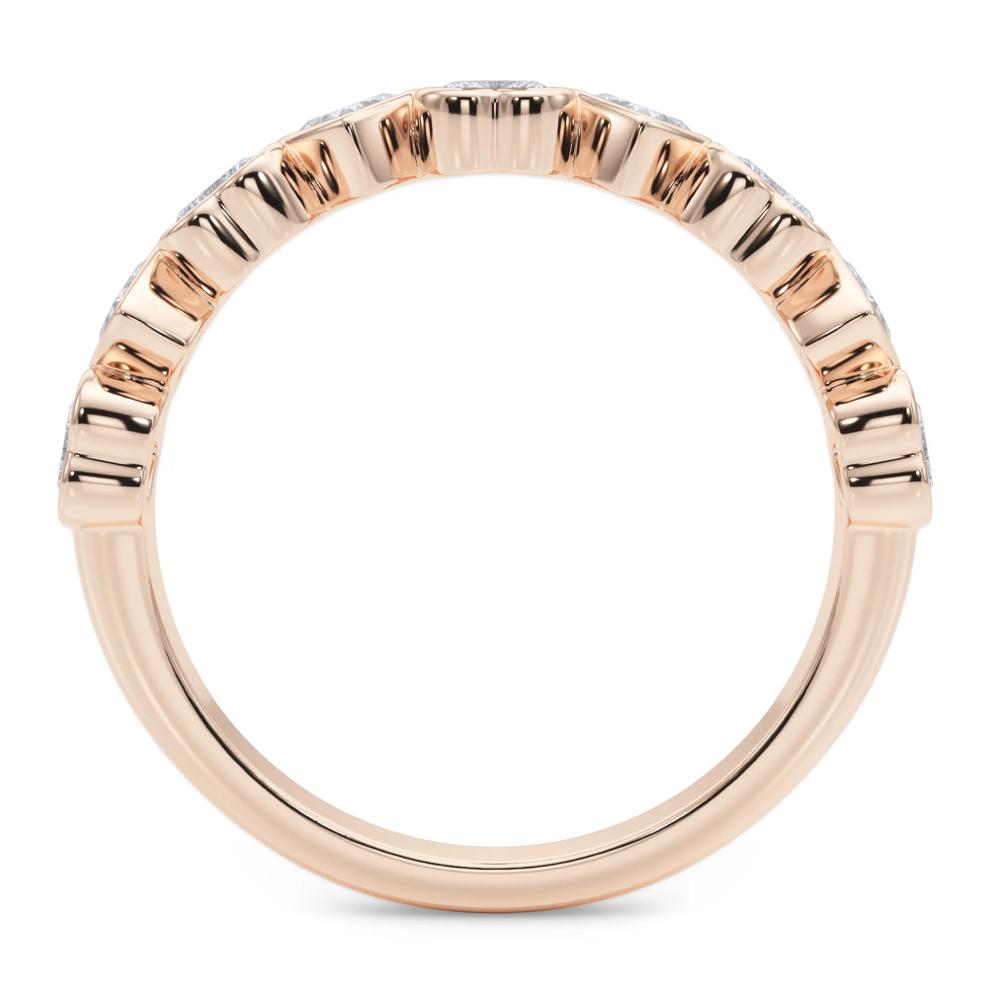 Lab Grown Diamond Heart Bezel Half Eternity Band in 14K Rose Gold (1 ct. tw.) – Image 2 of 5