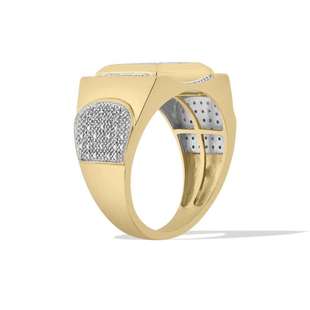 Men's Diamond Composite Center Ring in 10K Yellow Gold (1/4 ct. tw.) – Image 3 of 4