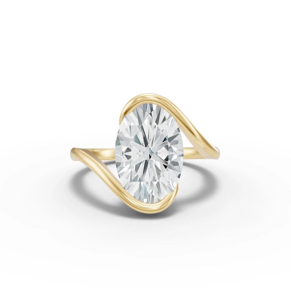 Lab Grown Diamond Oval Solitaire Engagement Ring in 18K Yellow Gold (4 ct.) – Image 1 of 4