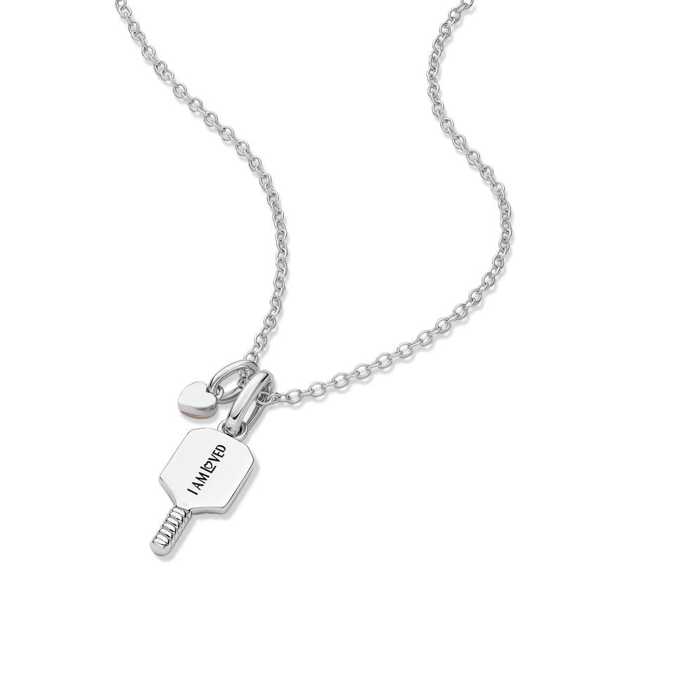 Lab Grown Diamond Accent Pickleball Pendant in Sterling Silver &amp; 10K Rose Gold – Image 5 of 5