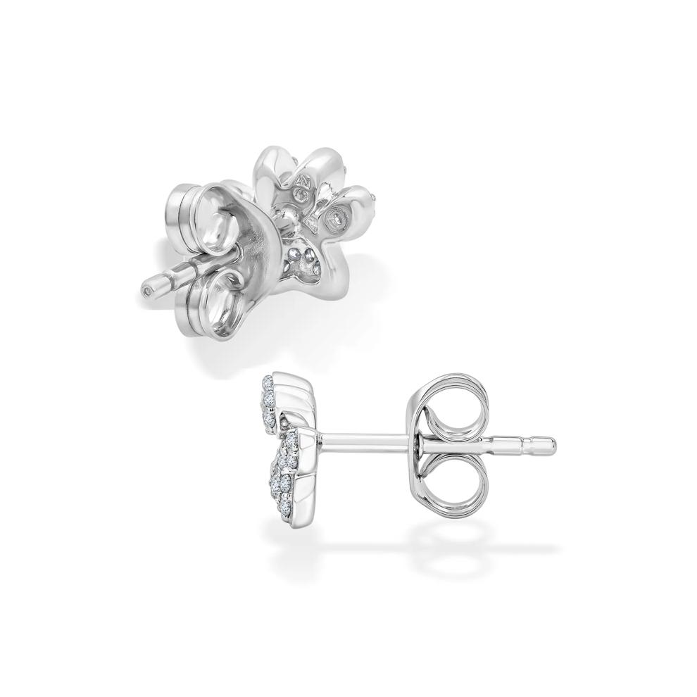 Diamond Paw Print Stud Earrings in Sterling Silver (1/10 ct. tw.) – Image 3 of 3