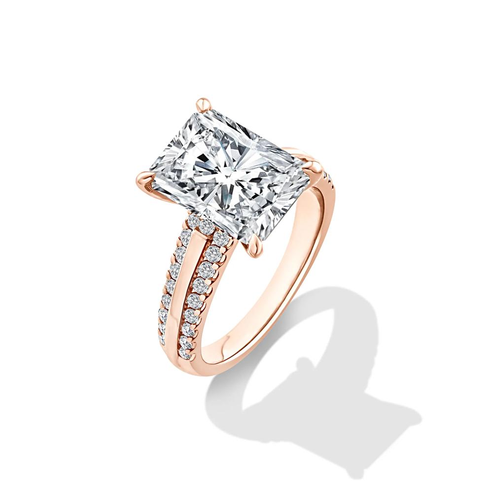 Lab Grown Diamond Radiant Center Engagement Ring in 14K Rose Gold (5 1/2 ct. tw.) – Image 4 of 4