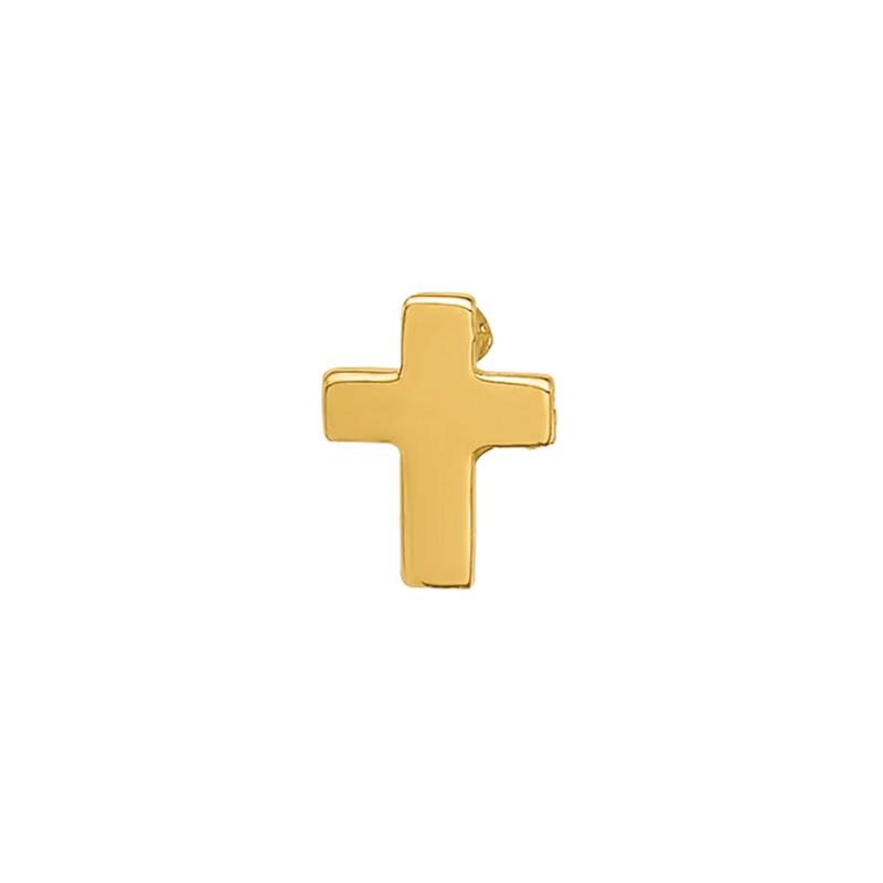 Polished Cross Nose Stud in 14K Yellow Gold, 22 Gauge – Image 3 of 3