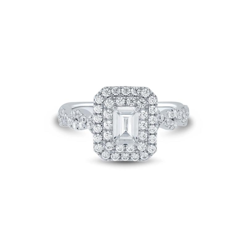Lab Grown Diamond Emerald-Cut Engagement Ring in 14K White Gold &#40;1 1/2 ct. tw.&#41; – Image 1 of 3