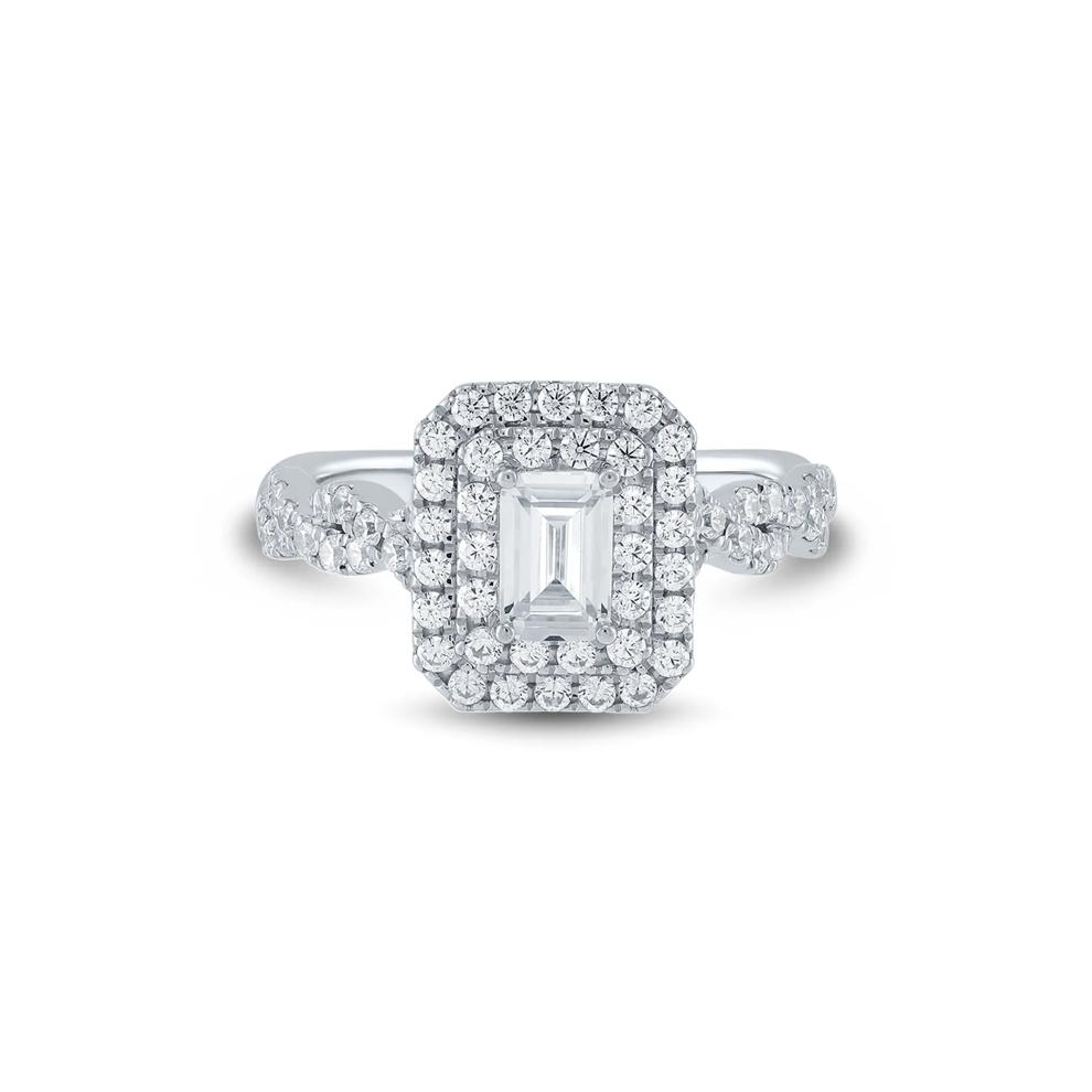 Lab Grown Diamond Emerald-Cut Engagement Ring in 14K White Gold (1 1/2 ct. tw.) – Image 1 of 3