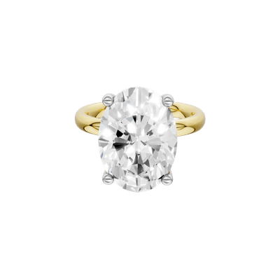 Lab Grown Diamond Oval Solitaire Ring in 14K Yellow & White Gold (7 ct.)