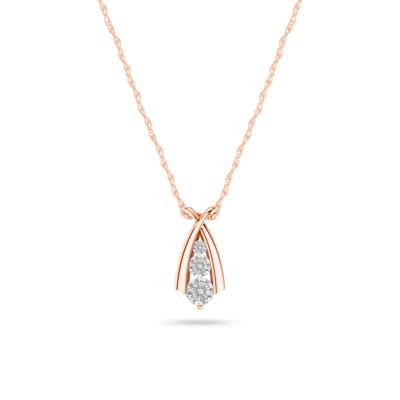 Lab Grown Diamond Three-Stone Pendant in 10K Rose Gold (1/2 ct. tw.)