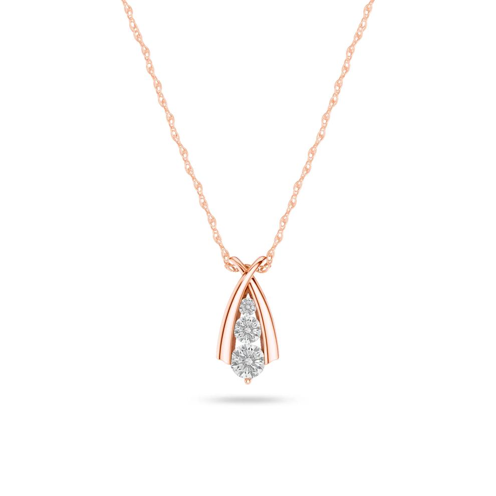 Lab Grown Diamond Three-Stone Pendant in 10K Rose Gold (1/2 ct. tw.) – Image 1 of 4
