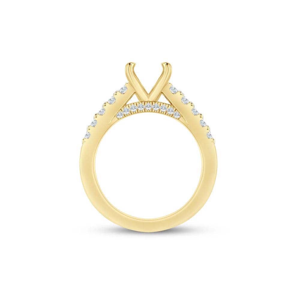 Lab Grown Diamond Double-Row Semi-Mount Ring in 14K Yellow Gold (1 ct. tw.) – Image 4 of 6