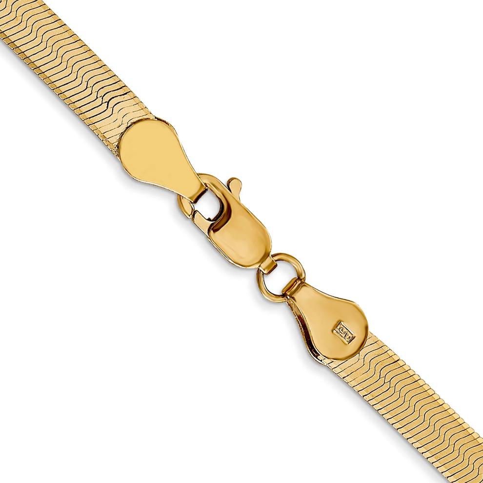 Herringbone Chain in 14K Yellow Gold, 4MM, 24&rdquo; – Image 3 of 3