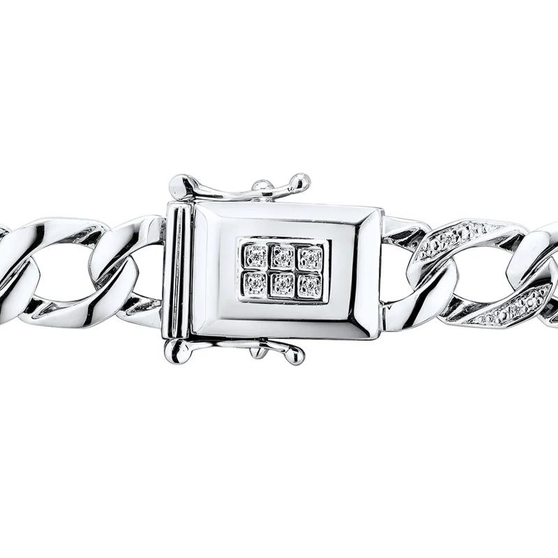 Men&rsquo;s Diamond Curb Chain Necklace in Sterling Silver, 22&quot; &#40;1/8 ct. tw.&#41; – Image 4 of 4