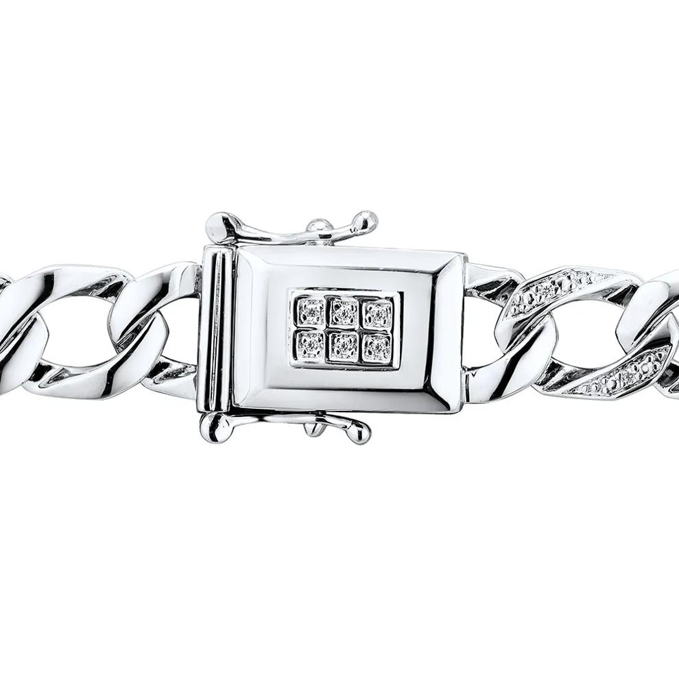 Men&rsquo;s Diamond Curb Chain Necklace in Sterling Silver, 22" (1/8 ct. tw.) – Image 4 of 4