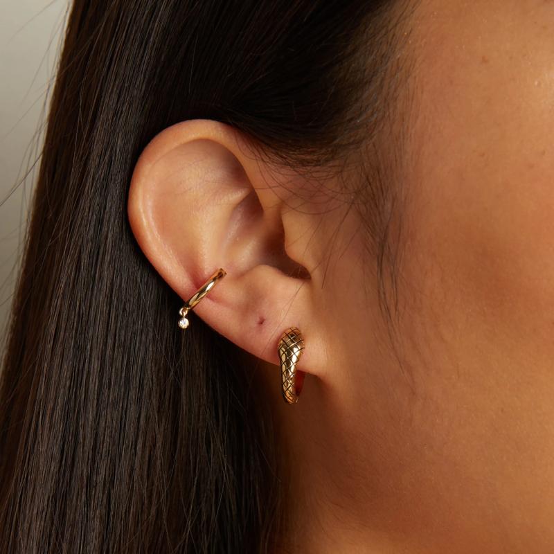 Snake Hoop Earrings in Vermeil – Image 3 of 3