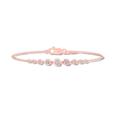 Diamond Graduated Hexagon Station Chain Bracelet in 10K Rose Gold, 7" (3/8 ct. tw.)