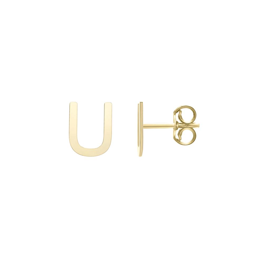 Initial Stud Earrings Letter &ldquo;U&rdquo; in 14K Yellow Gold – Image 1 of 1