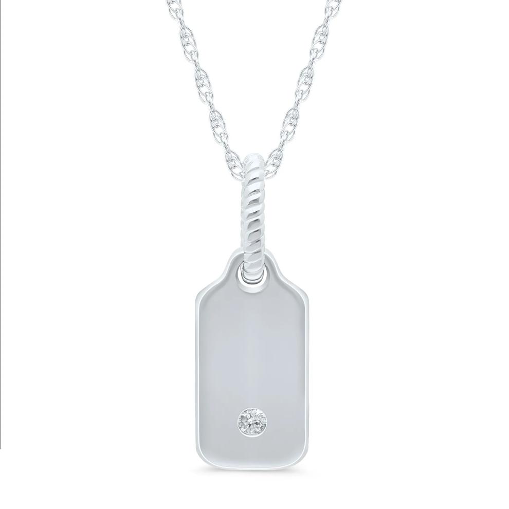 Diamond Accent Tag Pendant in 10K White Gold – Image 1 of 3