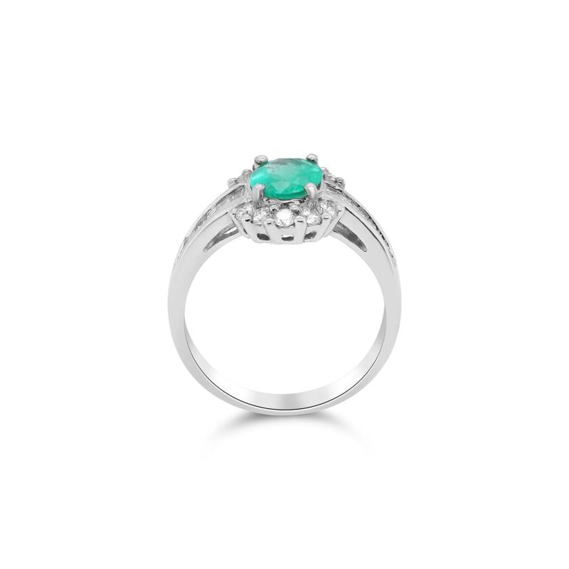 Emerald and Diamond Oval Halo Ring in 14K White Gold &#40;5/8 ct. tw.&#41; – Image 3 of 4