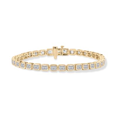 Lab Grown Diamond Emerald-Cut Tennis Bracelet in 14K Yellow Gold, 7" (7 ct. tw.)